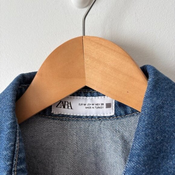 Zara Denim Mini Dress NWT Blue Size Medium Blogger Fav - Picture 8 of 10
